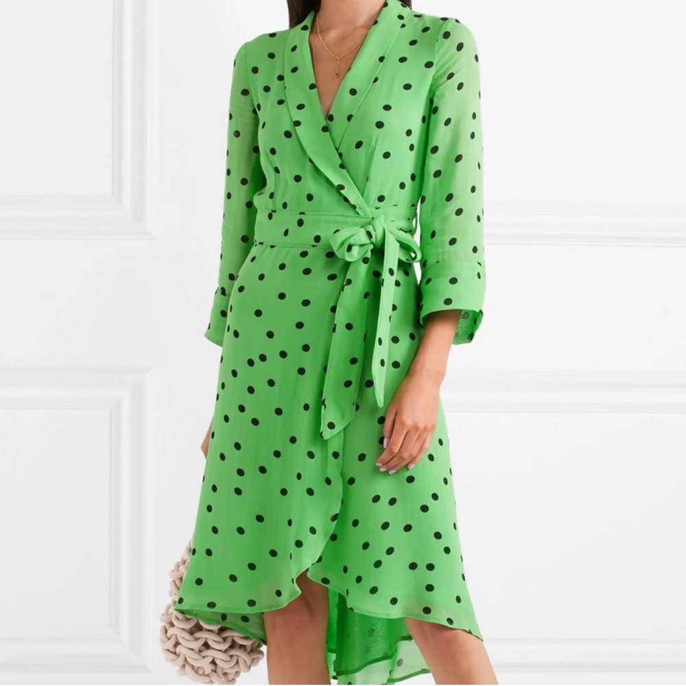 ganni dainty georgette dress classic green